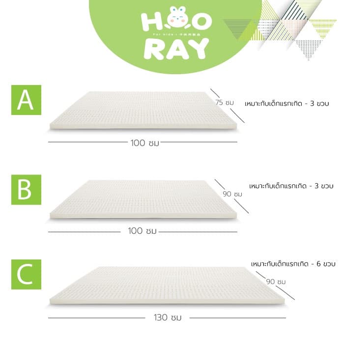Phurinn baby bed ที่นอนเด็ก ที่นอนยางพาราเด็ก ที่นอนเด็กอ่อน รุ่น Hooray! รูปที่ 5
