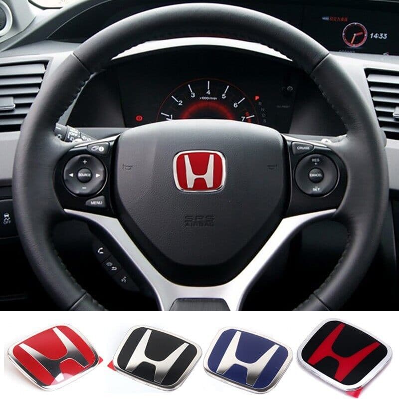 ปลอกหุ้มพวงมาลัยรถยนต์ สติ๊กเกอร์โลโก้ Honda Civic Accord CRV HRV Fit Jazz City Odyssey Vezel สีแดง สําหรับติดพวงมาลัย รูปที่ 3
