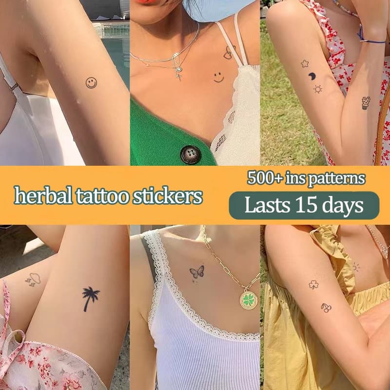สติกเกอร์รอยสักชั่วคราว กึ่งถาวร ขนาดเล็ก กันน้ํา ติดทนนาน 15 วัน รูปที่ 2