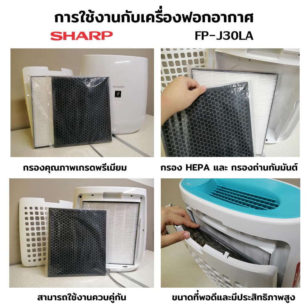 SHARP ไส้กรองอากาศ ไส้กรอง FZ30HFE กรอง อากาศ PM2.5 กลิ่น สารพิษ ไวรัส เกรดแพทย์ รูปที่ 2