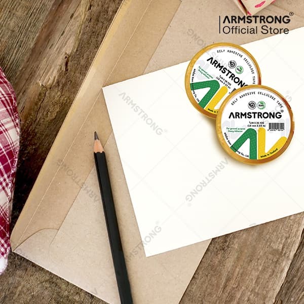 Armstrong เทปใสกาวยางธรรมชาติ แกนใหญ่ 3 นิ้ว ขนาด 12/18/24มม x 36หลา / Cellulose Tape รูปที่ 7