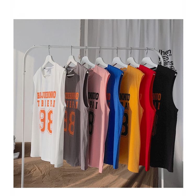 Men INS Fashion Tank Oversize 98 เสื้อกล้ามผู้ชาย เสื้อยืดผู้ชาย90 ลายอักษรสกีนมาใหม่ รูปที่ 2