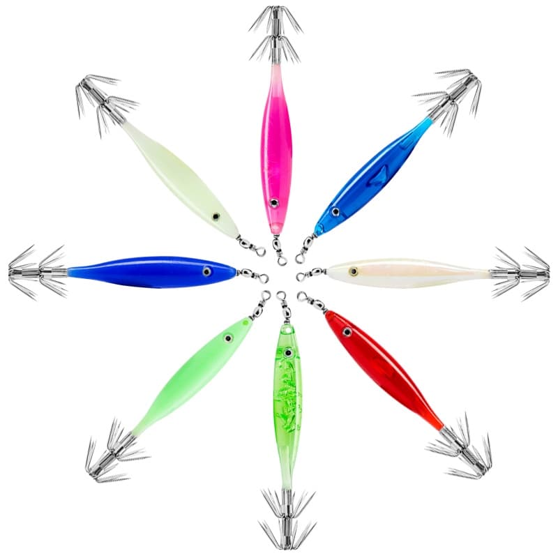 เหยื่อตกปลาหมึกเรืองแสงในที่มืด พลาสติกแข็ง 3D 8 สี 6 ซม. 5 กรัม 1 ชิ้น รูปที่ 7