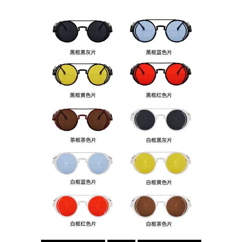 แว่นกันแดดสไตล์พังก์ ยุโรป-อเมริกัน ใหม่ ฟิล์มสีสะท้อนย้อนยุค ดีไซน์คางคก รูปที่ 6