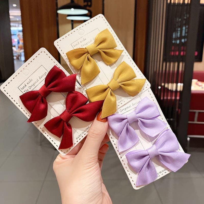 กิ๊บติดผมหางม้า ประดับโบว์ สีพื้น แบบเรียบง่าย สไตล์เกาหลี สําหรับเด็กผู้หญิง รูปที่ 6