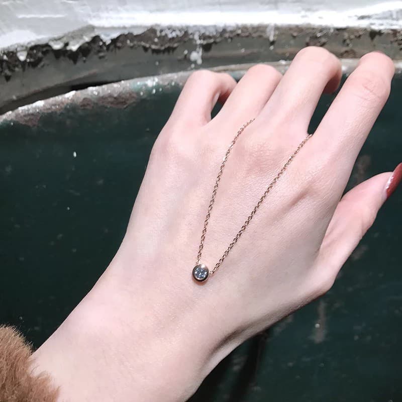 สร้อยคอโชคเกอร์ เหล็กไทเทเนียม ทองคําขาว 18K จี้เพทาย เพชรกลม ขนาดเล็ก กันน้ํา ไม่จางหาย เครื่องประดับ ของขวัญ สไตล์เกาหลี ญี่ปุ่น รูปที่ 5