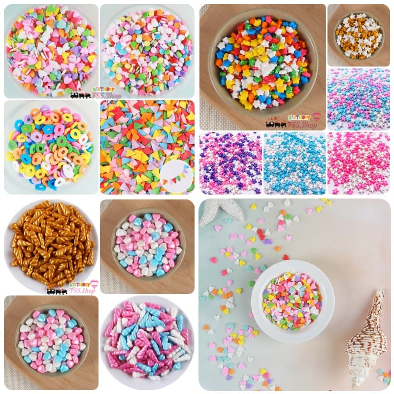 แบ่งขาย เม็ดน้ำตาล Sprinkles เม็ดน้ำตาลตกแต่งรูปดาว // สินค้า นะคะ รูปที่ 1