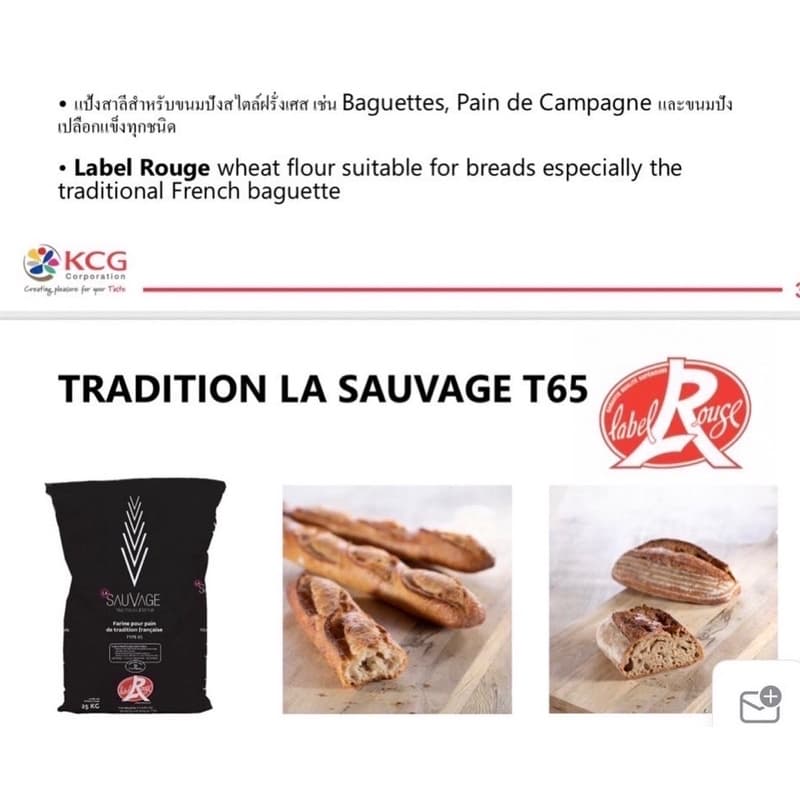 แป้ง T65 Moulins Bourgeois Tradition La Sauvage T65 แป้ง T65 ตรา มูลัง บอจัวร์ 1 Kg รูปที่ 3