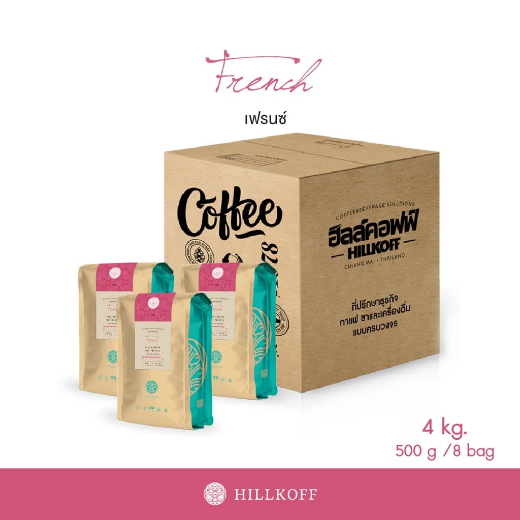 Hillkoff : เมล็ดกาแฟคั่ว อาราบิก้า คั่วเข้ม ฮิลล์คอฟฟ์ Arabica 100% ขนาด 500 g 8 ถุง กาแฟ อราบิก้า เมล็ดกาแฟ รูปที่ 1
