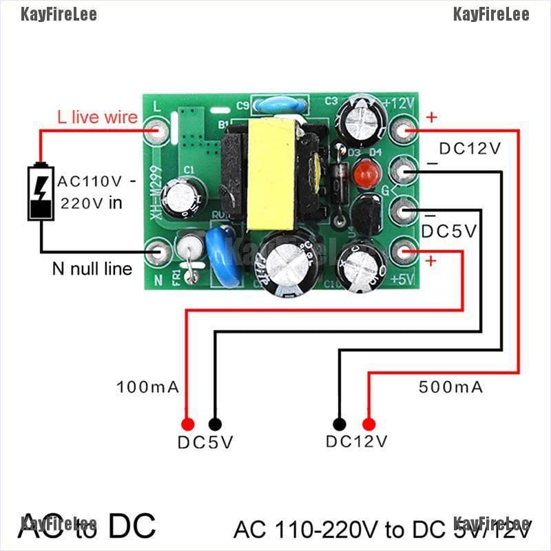 Kayfirelee Ac - อะแดปเตอร์แปลง Dc Ac 110 V 220 V To Dc 12v 0 บอร์ด 2 A + 5 V รูปที่ 1