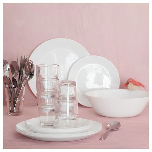 IKEA อีเกีย จาน ชาม ถ้วย เข้าไมโครเวฟได้ แก้วน้ำ ทนทานไม่แตกง่าย มินิมอล สีขาว สีเขียว รูปที่ 4