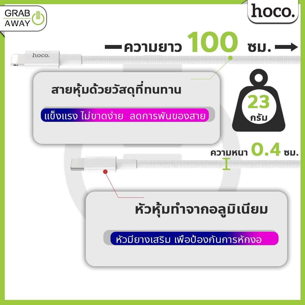HOCO X56 สายชาร์จเร็ว PD 20W สำหรับ iOS 12+ | New PD Charging data cable 20W สายชาร์จ hc1 รูปที่ 2