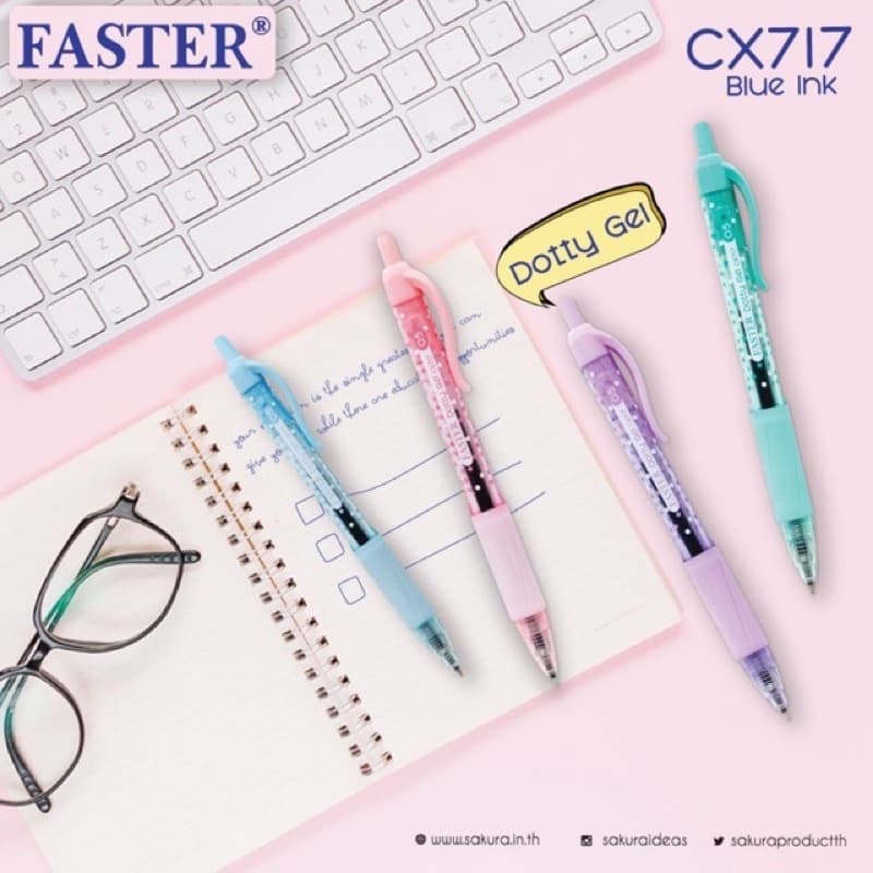 ปากกาเจล 0.5มม. Faster CX717 Dotty Gel หมึกเจลน้ำเงิน ปากกาเจลเกาหลี Made in Korea เจลคุณภาพสูง US.Station รูปที่ 2