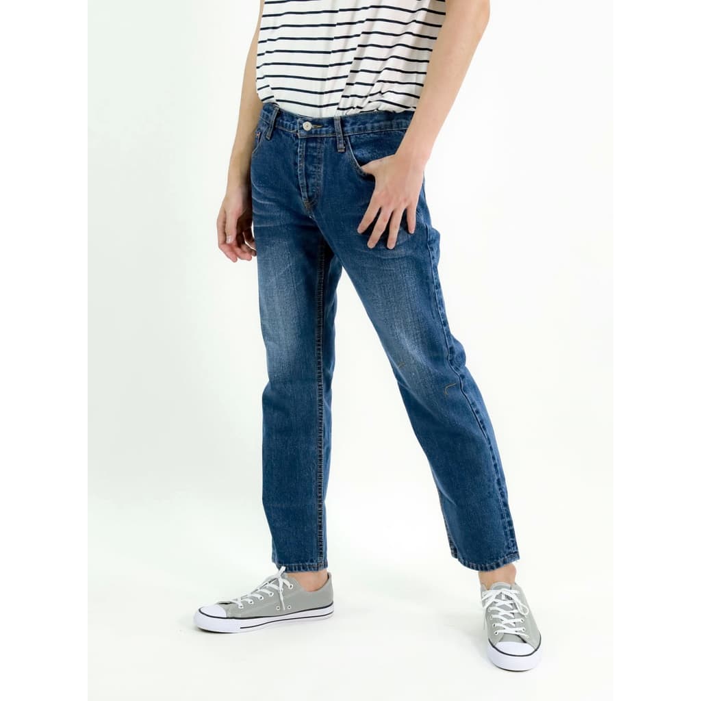 กางเกงยีนส์ ผู้ชาย ริมแดง ทรงกระบอก ผ้าไม่ยืด สีน้ำเงิน LJR Jeans Selvedge Denim Men Jeans รูปที่ 7