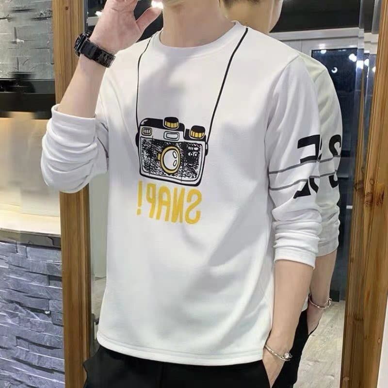 เสื้อยืดแขนยาวแฟชั่นผู้ชายลุคเกาหลี เนื้อผ้าดี ผ้าเนียนนุ่ม ใส่ไปไหนก็ดูเท่ รูปที่ 3