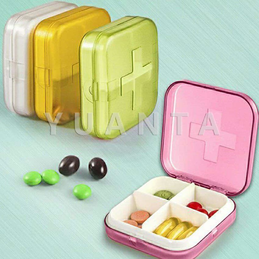 YUANTA กล่องยา มินิ กล่องสีสันลูกกวาด หลายช่อง กล่องเก็บยา กล่องยาแบบพกพา Cross-packing pill รูปที่ 1
