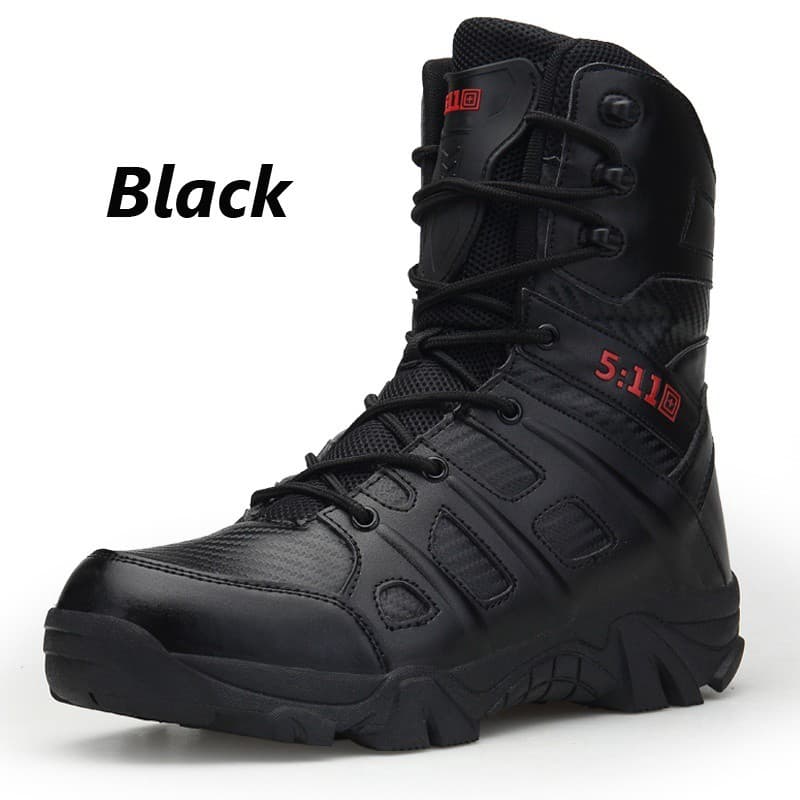39-47 รองเท้าทหาร Mens Military Tactical Boots Leather Desert Army Combat Hiking Shoes รูปที่ 6