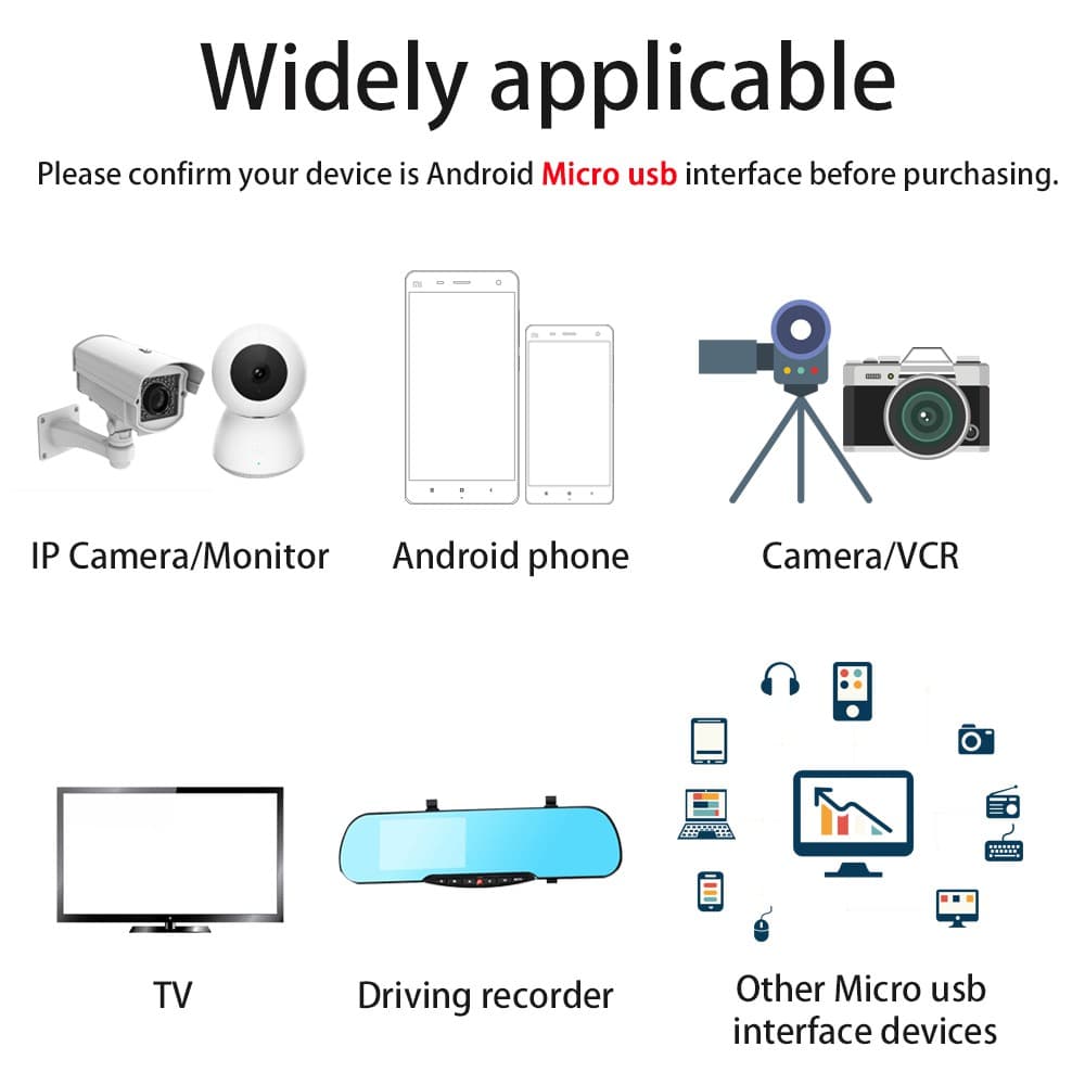 จัดส่งที่รวดเร็ว1M/2M/3M/5M/6M/7M/8M/10M สายชาร์จ Micro USB ยาว Data สายชาร์จสําหรับกล้อง/Cctv/Webcam/โทรศัพท์ รูปที่ 6