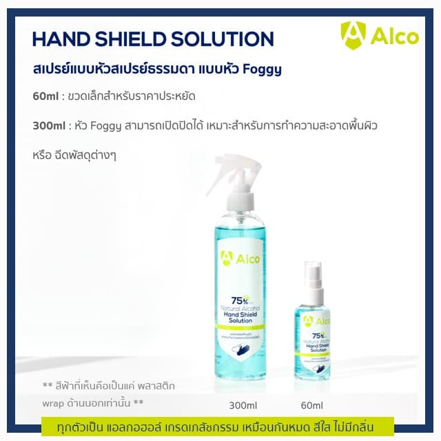 Alco Hand Shield Solution สเปรย์แอลกอฮอล์หัวฟอกกี้แบบน้ำ 75% รูปที่ 7