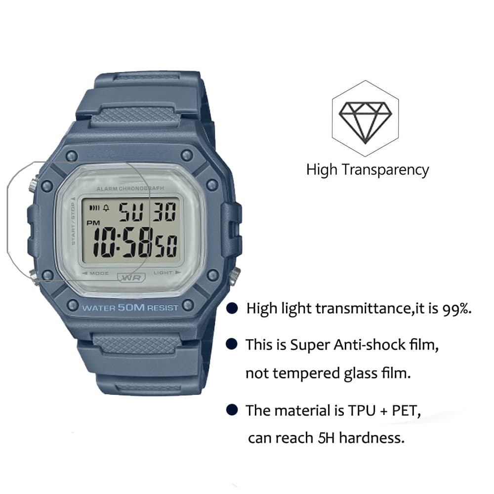 Yifilm ฟิล์มกันรอย PET กันระเบิด สําหรับสมาร์ทวอทช์ Casio Watch W-218h F-108 AE1200 1000 1300 3 ชิ้น รูปที่ 6