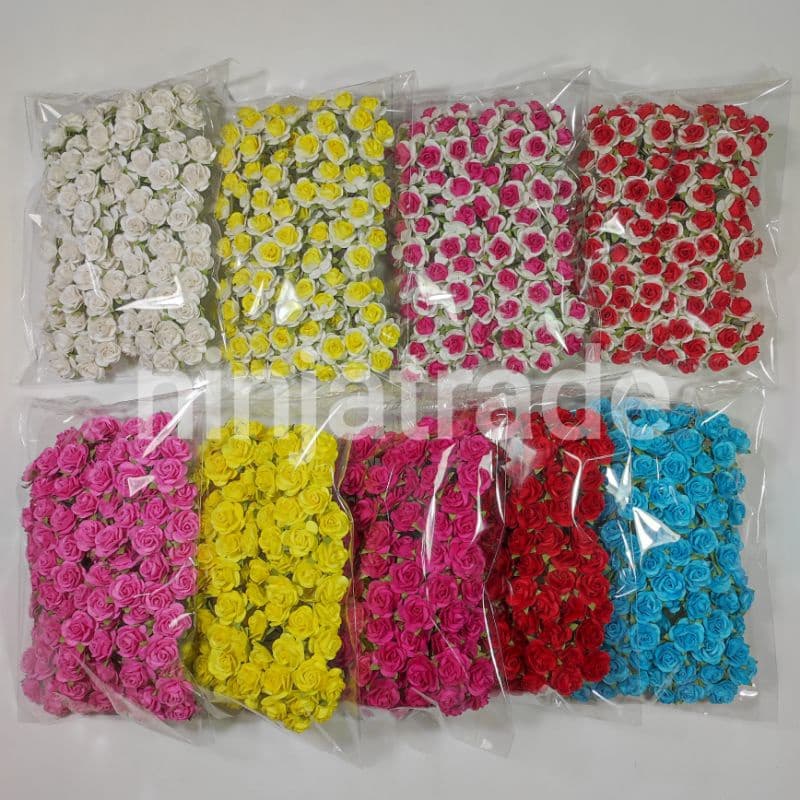 ดอกกุหลาบมินิโรส ดอกกระดาษสาไซต์ M ขนาด 2 ซม. มีให้เลือก22สี รูปที่ 1