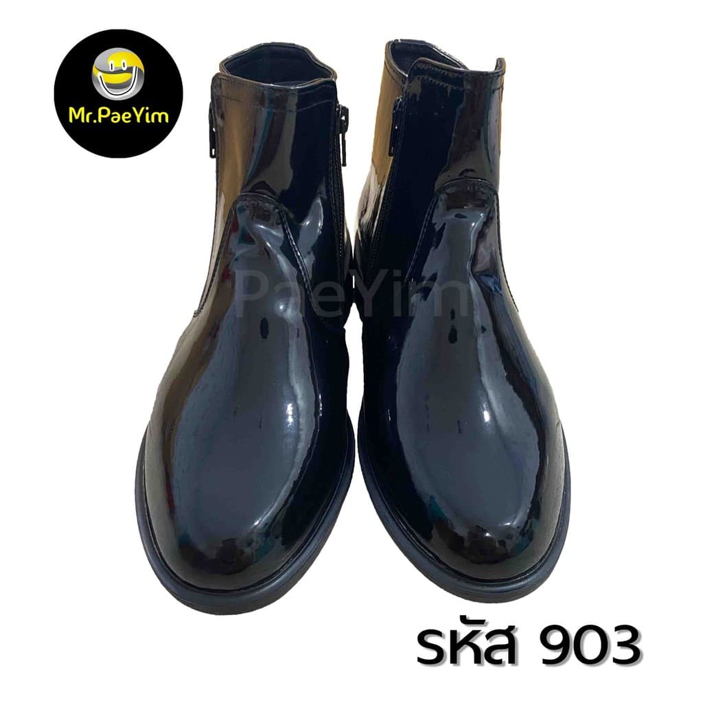 รองเท้าฮาร์ฟแก้ว PU ซิบคู่ หัวแหลม สูง 6.3 นิ้ว พื้นยาง แข็งแรง **สั่งเผื่อเพิ่มไซส์นึงจากปกติค่ะ** รูปที่ 2