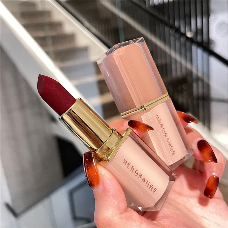 Herorange เครื่องสําอางลิปสติกเนื้อแมทกํามะหยี่กันน้ําให้ความชุ่มชื้น No.204 รูปที่ 1