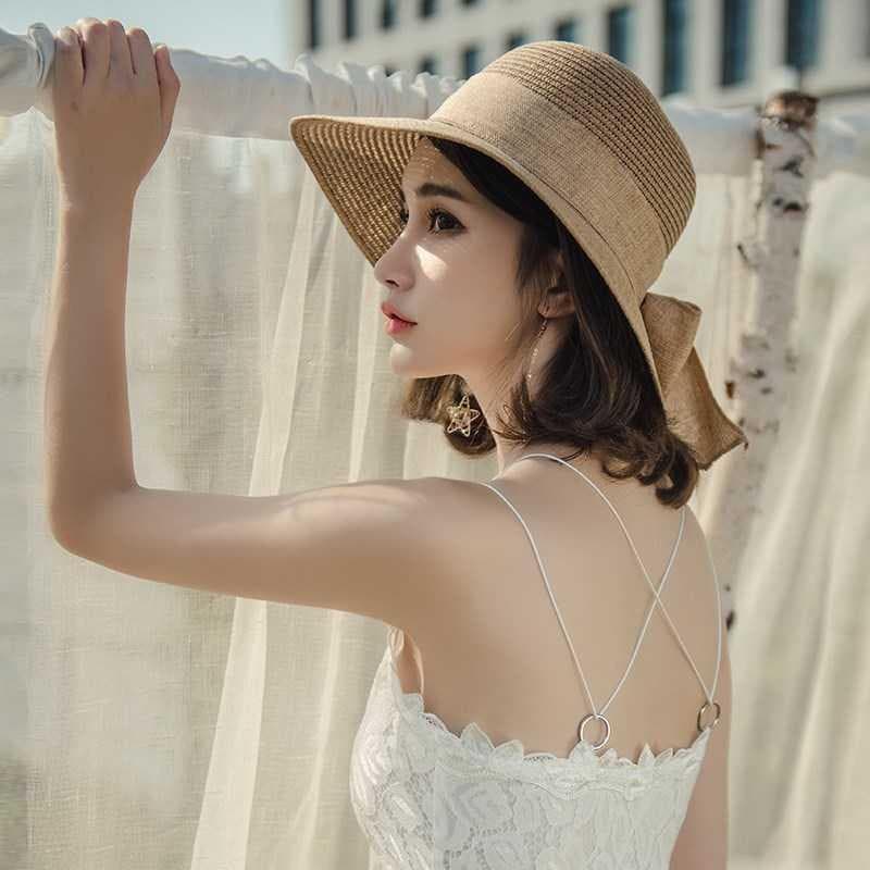 หมวกสาน ครึ่งหัว ปีกกว้าง สไตล์เกาหลี ฟาง รูปที่ 4