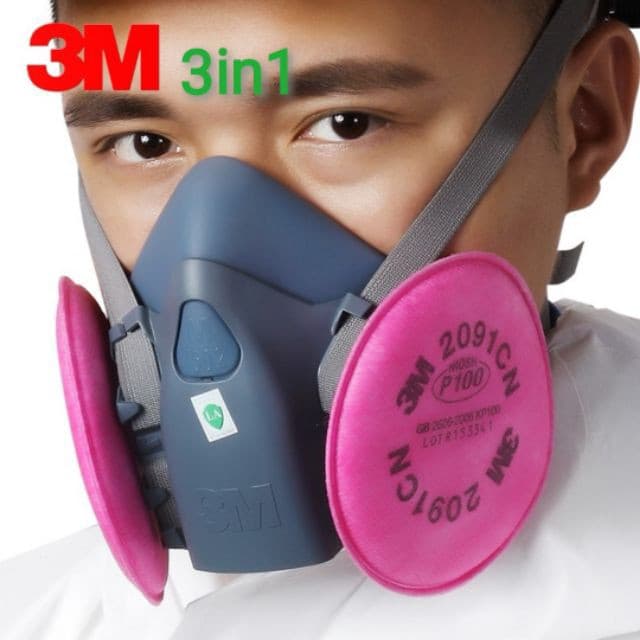 9in1 | 3M mask 7502 gas respirator half face topeng debu | cat | meracun | hama asap รูปที่ 2