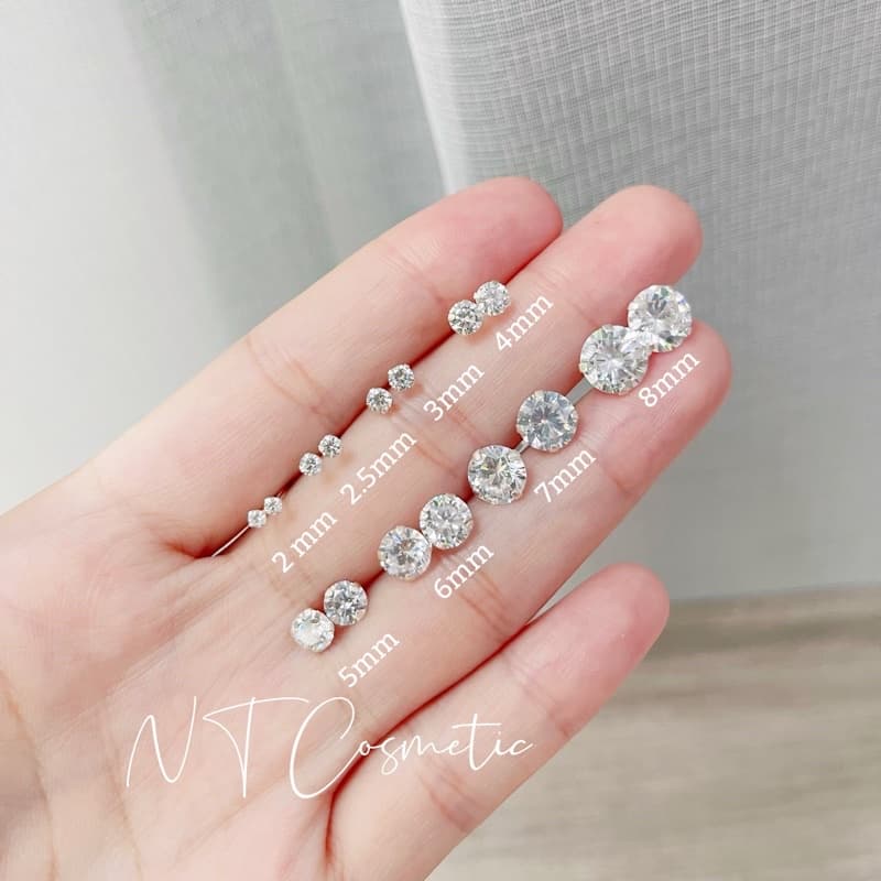 ร้านไทย ต่างหูเงินแท้ 925 แพ้ง่ายใส่ได้ ต่างหูเพชร cz earrings รูปที่ 8