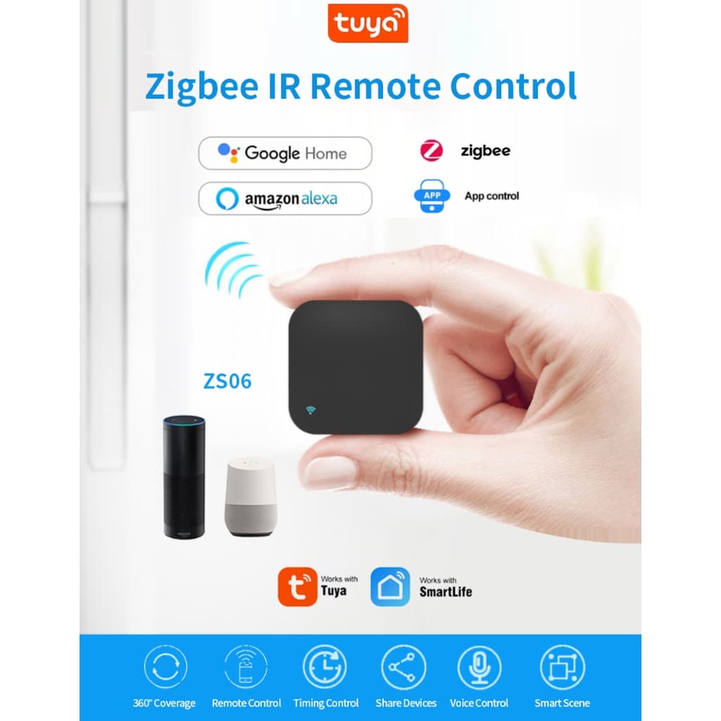 Tuya ZS06 อุปกรณ์เปิดปิดแอร์ ทีวีนอกบ้านผ่านแอป Zigbee สั่งด้วยเสียง Google Home/Alexa IR Remote รูปที่ 4