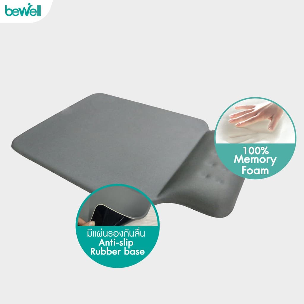 Bewell แผ่นรองเมาส์เพื่อสุขภาพ ซัพพอร์ตข้อมือ ป้องกันการกดทับของเส้นประสาท มาพร้อมแผ่นรองกันลื่น รูปที่ 3