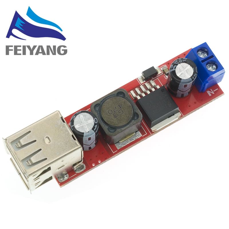 โมดูลแปลง DC 6V-40V เป็น 5V 3A ชาร์จ USB คู่ สําหรับยานพาหนะ LM2596 รูปที่ 1