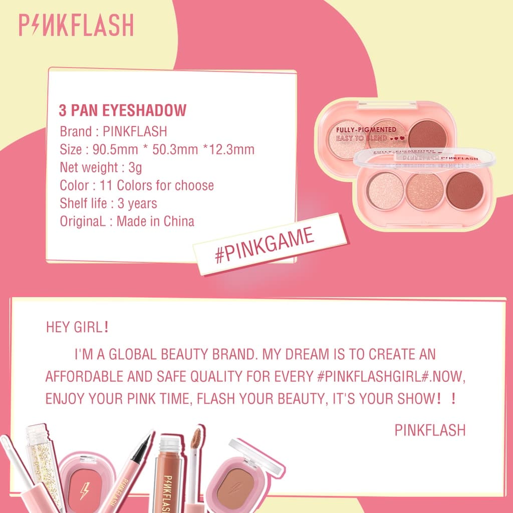 Pinkflash PINKGAME พาเลตต์อายแชโดว์ สีชมพู 11 เฉดสี รูปที่ 8