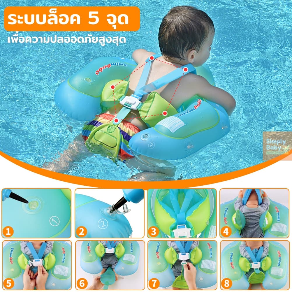 Simply Baby ห่วงยางว่ายน้ำเด็ก ห่วงยางเด็ก ห่วงยางพยุงตัว swimbobo สำหรับเด็กอายุ 0-72 เดือน รูปที่ 3