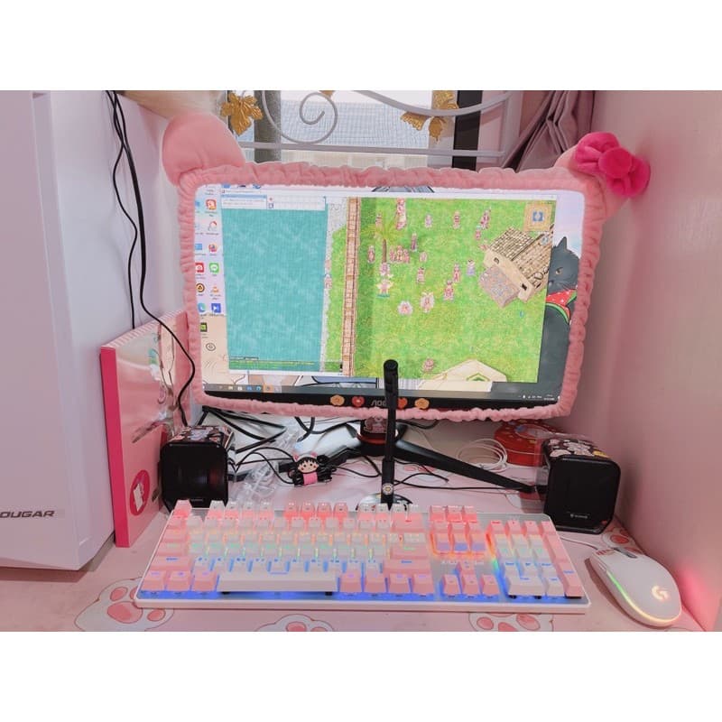 ผ้ารัดจอคอมพิวเตอร์ ครอบจอ TV 17-60” โทรทัศน์ จอคอม คิตตี้ Hello Kitty ตกแต่งคอม รูปที่ 3