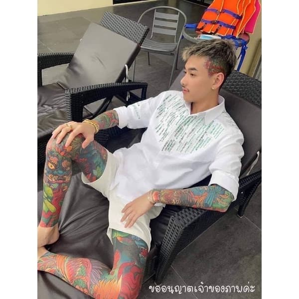 #เสื้อผ้าวัยรุ่นสระบุรี ในไทย กางกางสามส่วนสีขาว ผู้ชาย รูปที่ 5