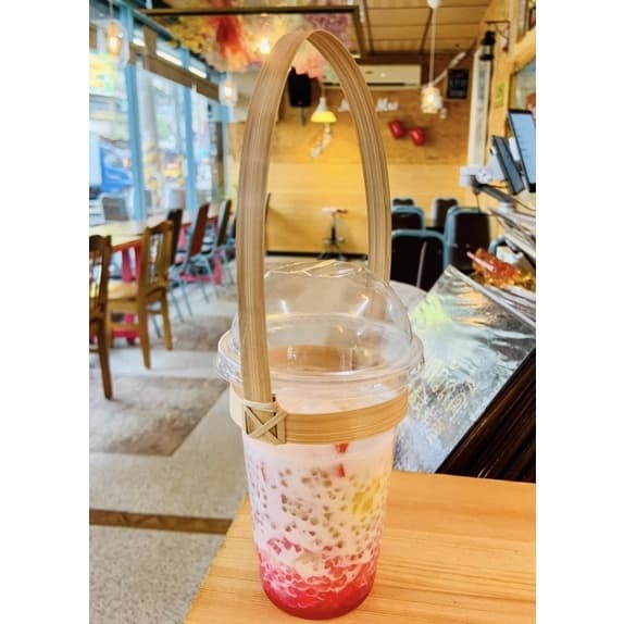 หูหิ้วไม้ไผ่ 100ชิ้น หูหิ้วกาแฟ ไม้ไผ่สานใช้แทนถุง ๆ รูปที่ 1