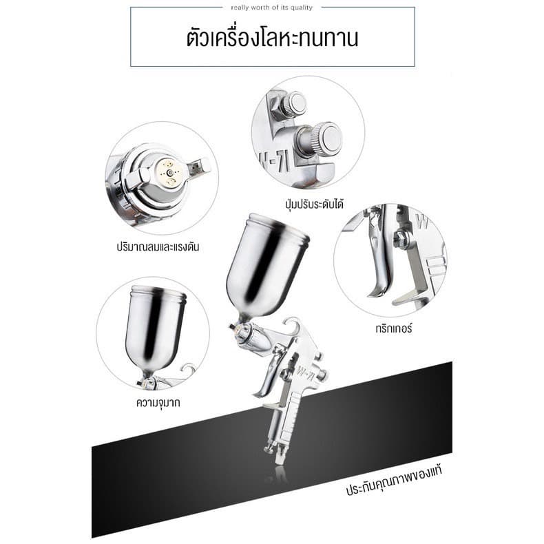 กาพ่นสี แบบหงาย รุ่น F75G 400ml and ระบบดูดสีก้นถ้วย Paint Sprayer หัวพ่น 1.5mm อุปกรณ์พ่นสีรถ หัวสเปรย์พ่นสีรถ กาพ่นสี รูปที่ 5