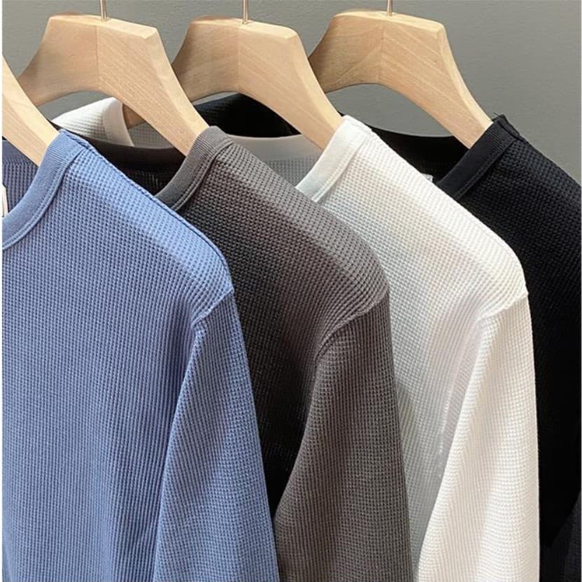 MNO.9 long-sleeved H15 เสื้อยืดแขนยาว คอกลม ผ้ารังผึ้ง ยืดหยุ่น ระบายอากกาศ รูปที่ 3