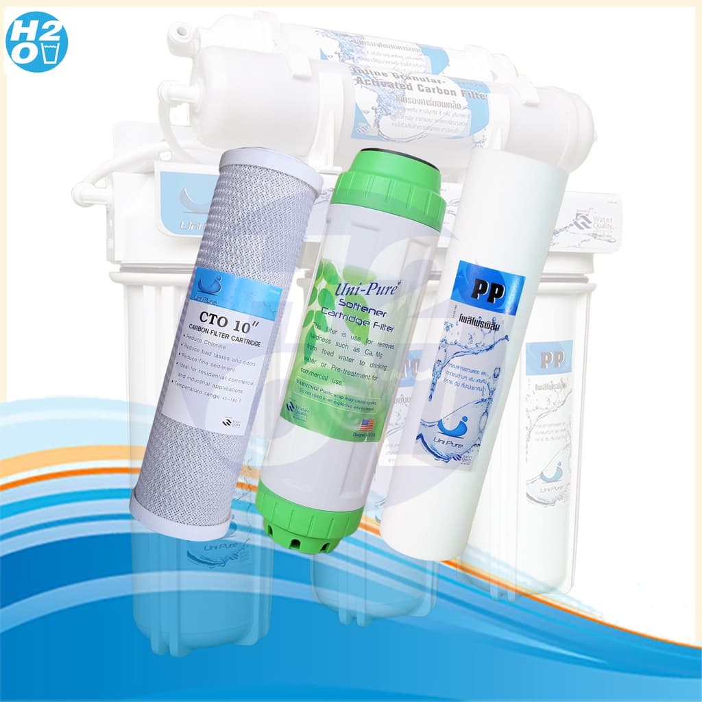 Unipure 3 ขั้นตอน ชุดไส้กรองน้ำดื่ม ไส้กรองน้ำ Uni pure 5 ขั้นตอน แบบ3ไส้ ไส้กรอง ยูนิเพียว Unipure รูปที่ 4