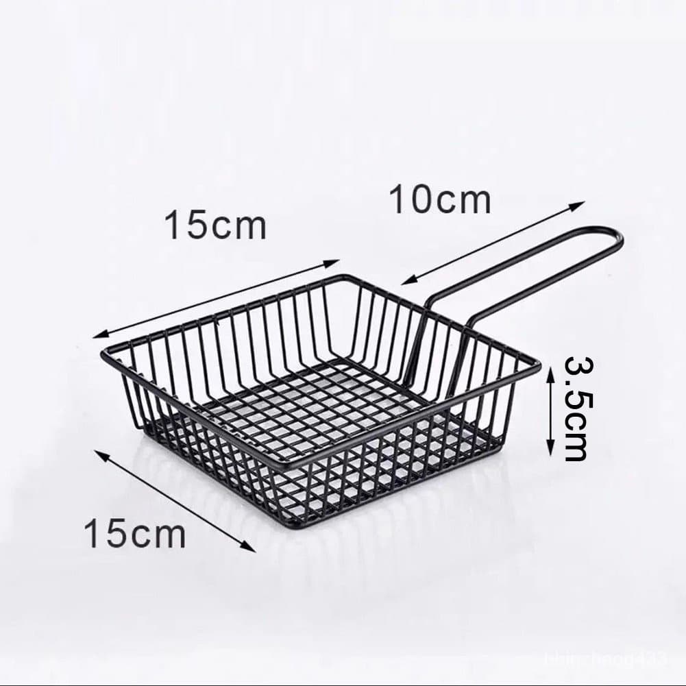พร้อมจัดส่งตะกร้าเฟรนช์ฟรายส์ ตะกร้าทอด กลม สี่เหลี่ยม French fries basket H-C-2 รูปที่ 8