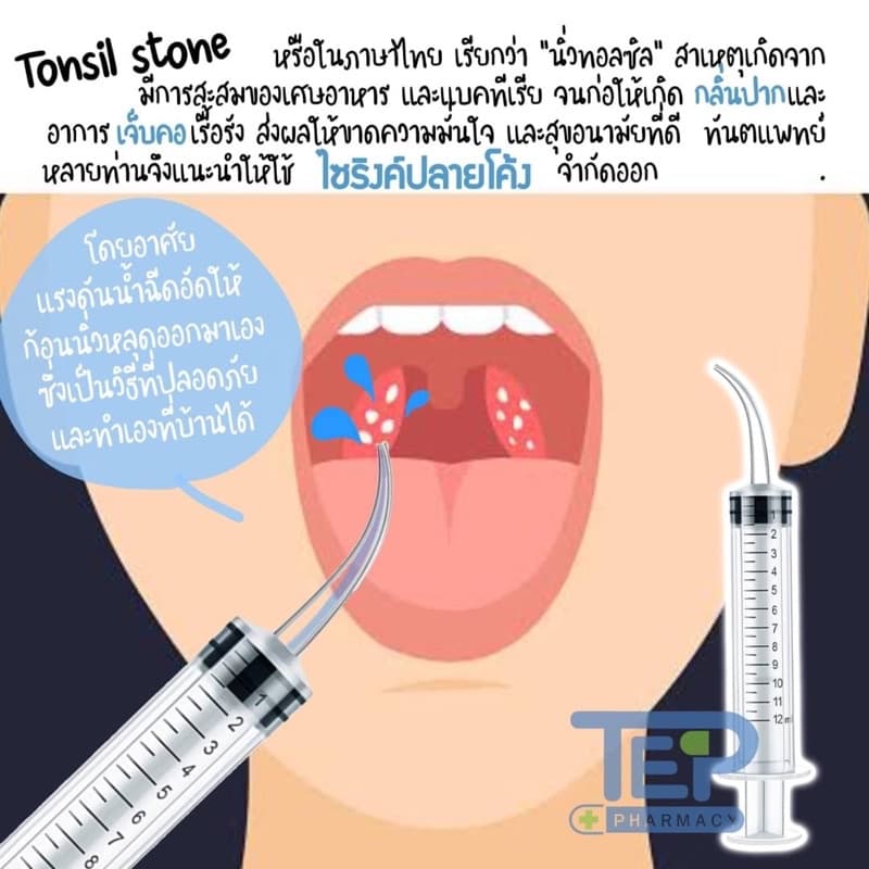 ถูกที่สุดไซริงค์ปลายโค้ง ไซริงค์กำจัดนิ่วทอนซิล ลดกลิ่นปาก Dental irrigation syringe 12ml หลอดฉีดน้ำ รูปที่ 2
