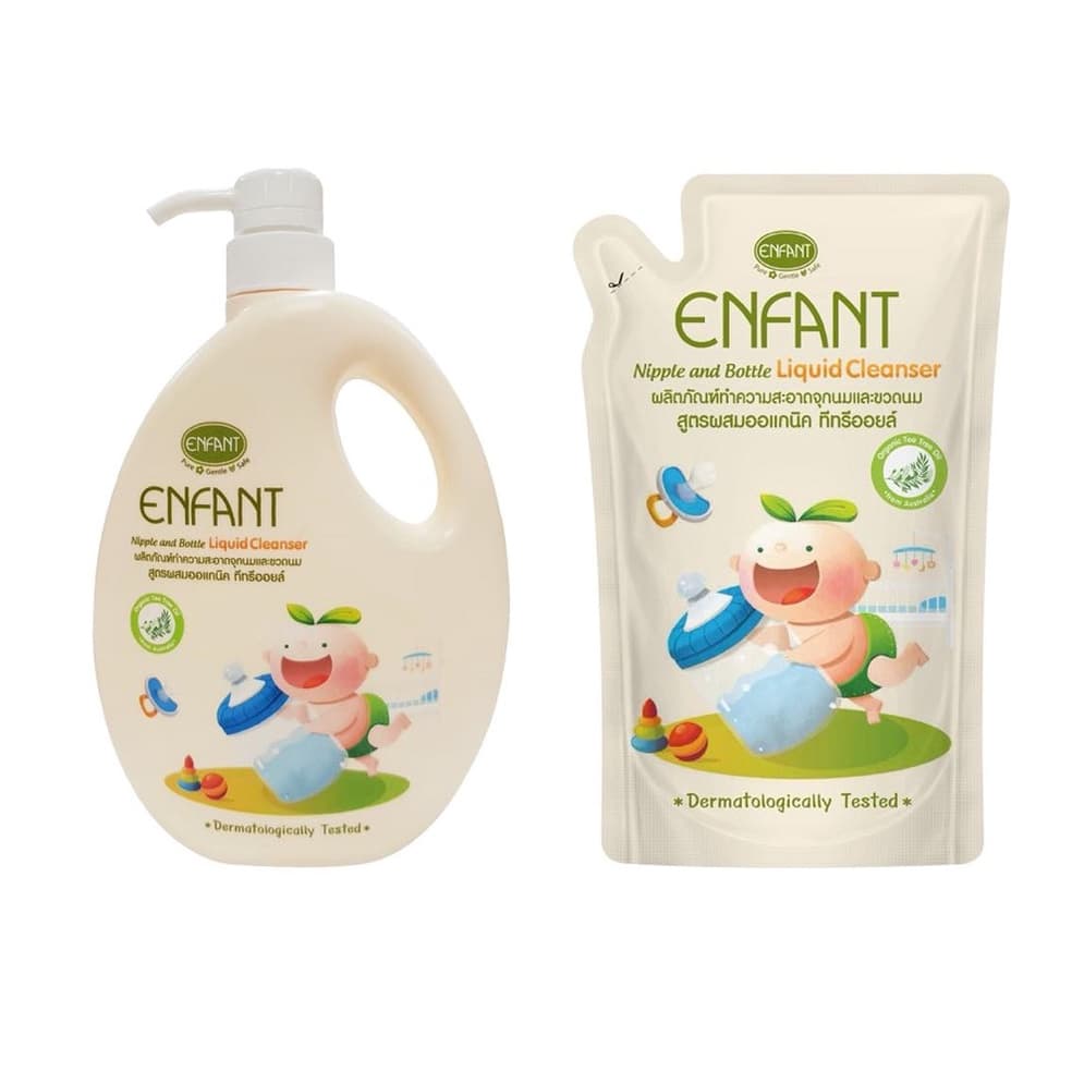 Enfant ผลิตภัณฑ์ทำความสะอาดจุกนมและขวดนม สูตร Double Cleanser ขวดปั้ม และแบบถุงเติม รูปที่ 1