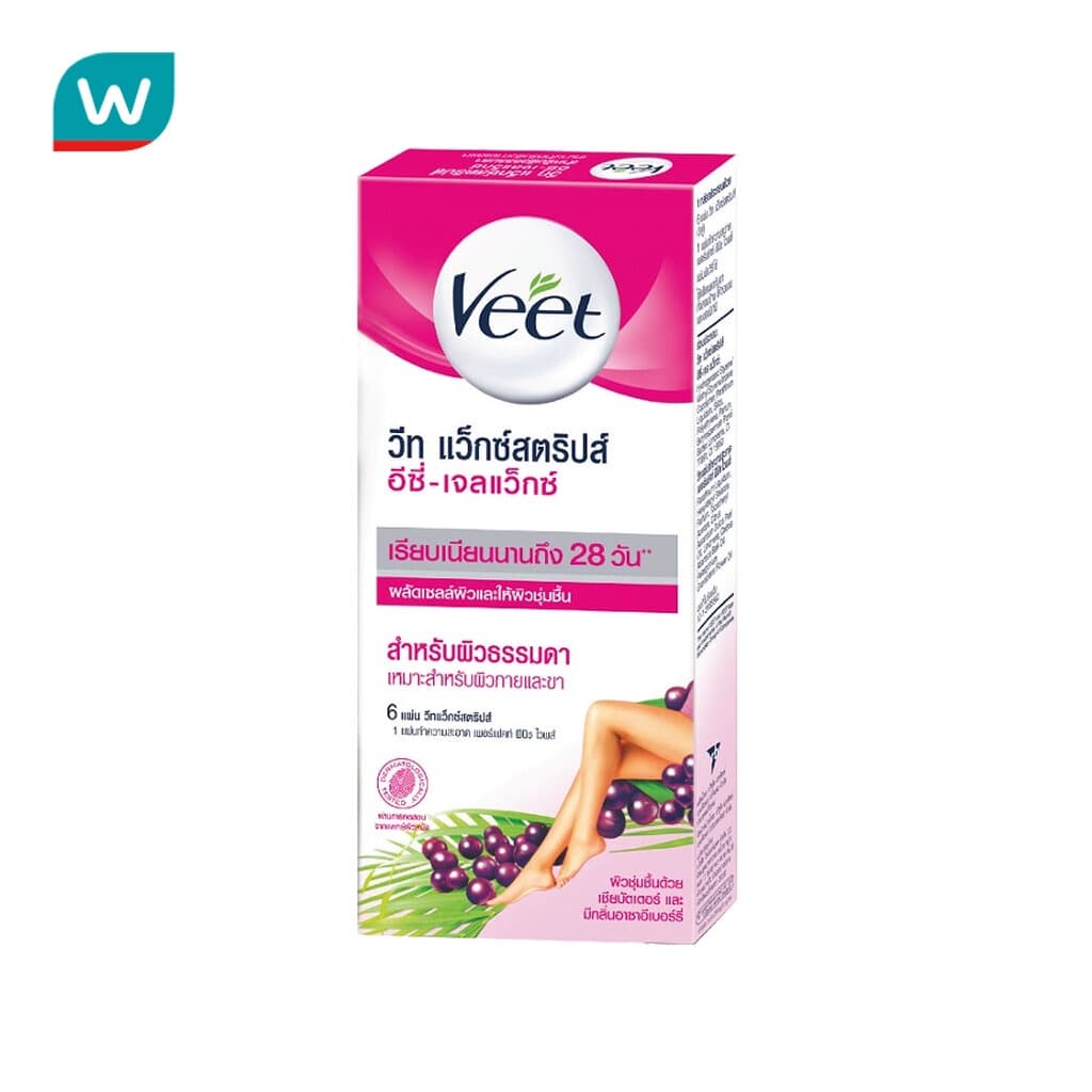 Veet วีท แว็กซ์สตริปส์ อีซี่-เจลแว็กซ์ ผิวธรรมดา 6 แผ่น รูปที่ 1