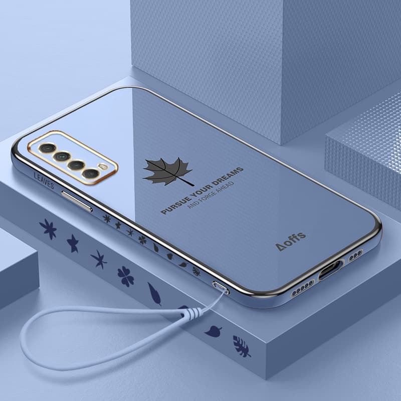 ปลอกสไตล์ใบเมเปิ้ล Huawei Y7A เคสโทรศัพท์ทรงสี่เหลี่ยมเคสชุบอ่อน รูปที่ 6