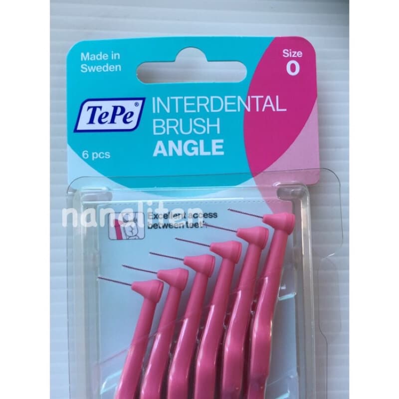 แปรงซอกฟัน เทเป้ Tepe Interdental Brush Angle แบบมีด้าม แปรงซอกดัดฟันขนาด0.4-0.8มมแพคละ6อันจากสวีเดน รูปที่ 2