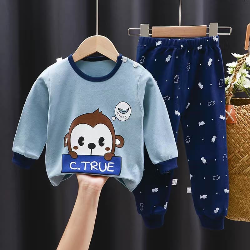 Y89 ชุดนอนเด็ก ชุดนอนเด็กแขนยาว เสื้อแขนยาว+กางเกงขายาว ผ้านิ่มลายน่ารักๆ รูปที่ 2