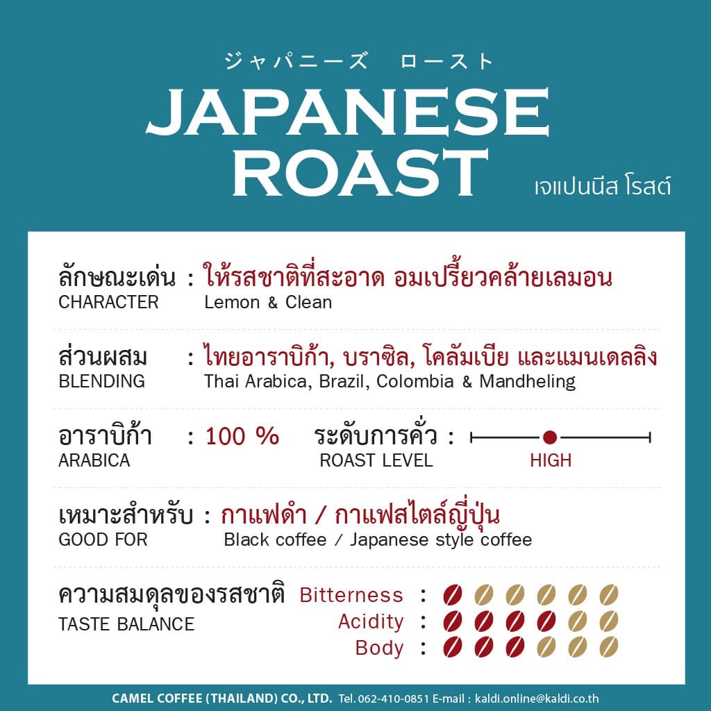 เมล็ดกาแฟคั่ว 200 กรัม : CAFÉ KALDI : Japanese Roast 200 g รูปที่ 2