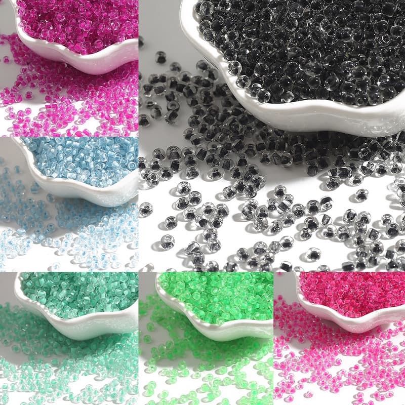 ลูกปัดแก้วเชคใสสีข้างในทรง Seed Spacer ขนาด 2/3/4 มม. สำหรับงานเครื่องประดับ รูปที่ 3